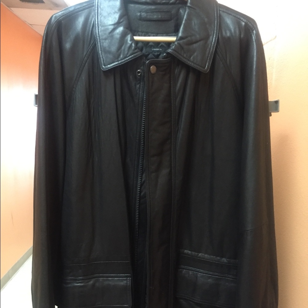 MEN’S BLACK GENUINE LEATHER CLAIBORNE COAT